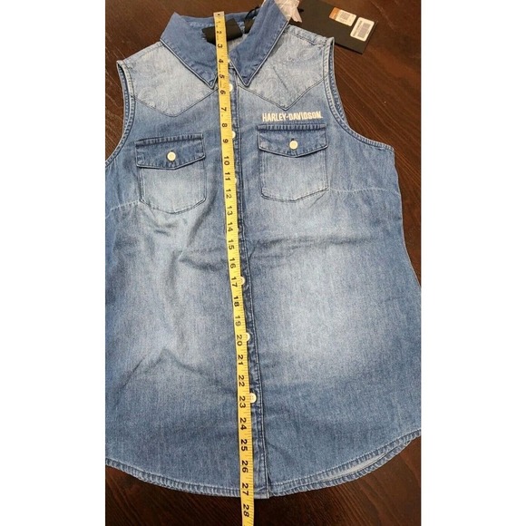 Harley-Davidson Women's Shirt Denim Sleeveless Liberty Bell Small NWT $126Retail - Picture 11 of 11
